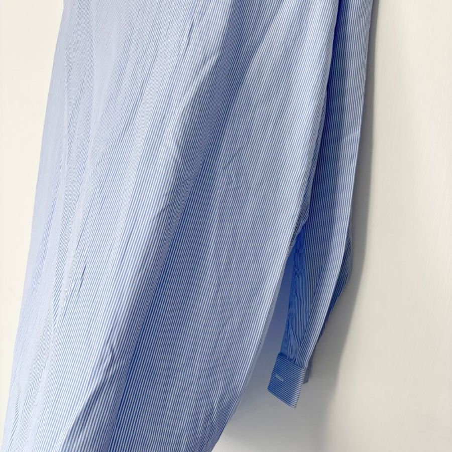 42號 ::GUCCI:: Striped cotton shirt in blue and white 藍白直紋 紅色刺繡襯衫-15