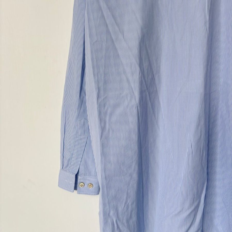 42號 ::GUCCI:: Striped cotton shirt in blue and white 藍白直紋 紅色刺繡襯衫-16