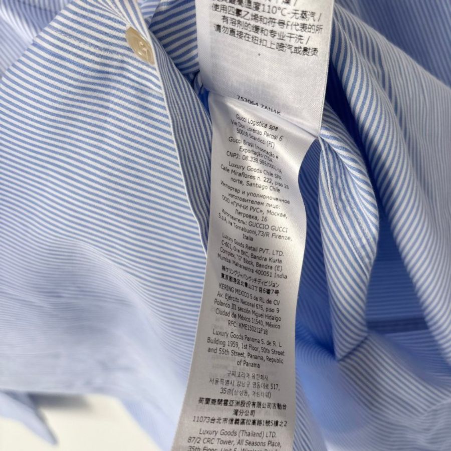 42號 ::GUCCI:: Striped cotton shirt in blue and white 藍白直紋 紅色刺繡襯衫-19