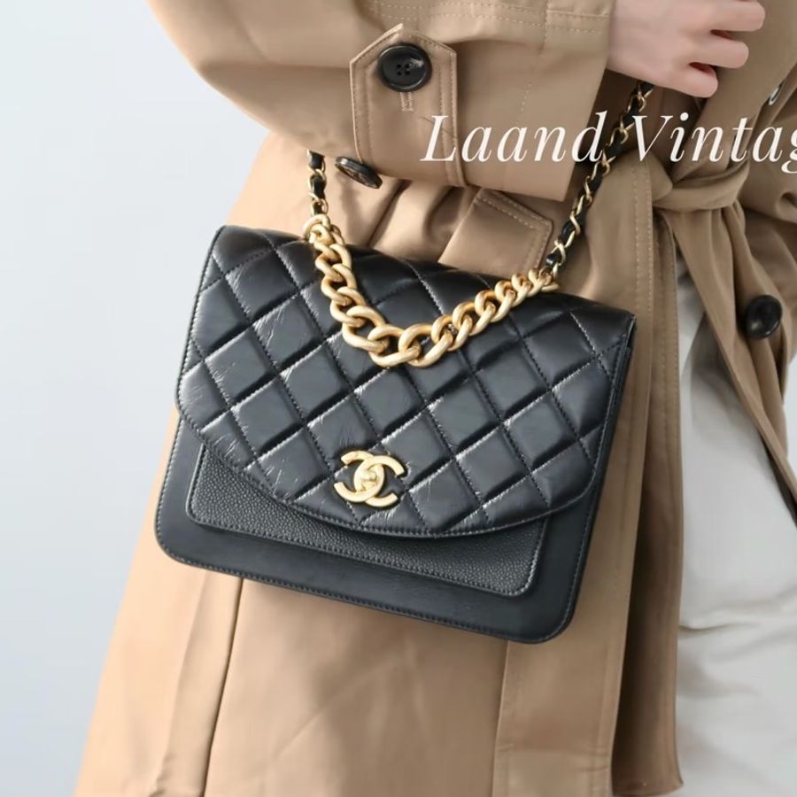 💎Chanel香奈兒|黑金孟買風琴郵差包 口蓋包|小號|98新28開-0