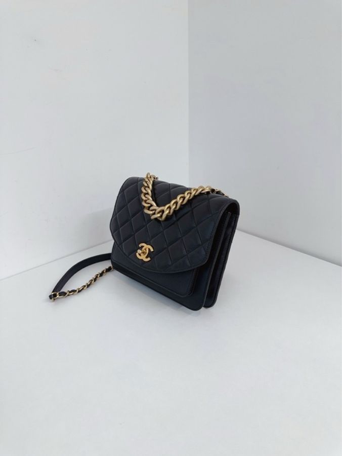 💎Chanel香奈兒|黑金孟買風琴郵差包 口蓋包|小號|98新28開-4