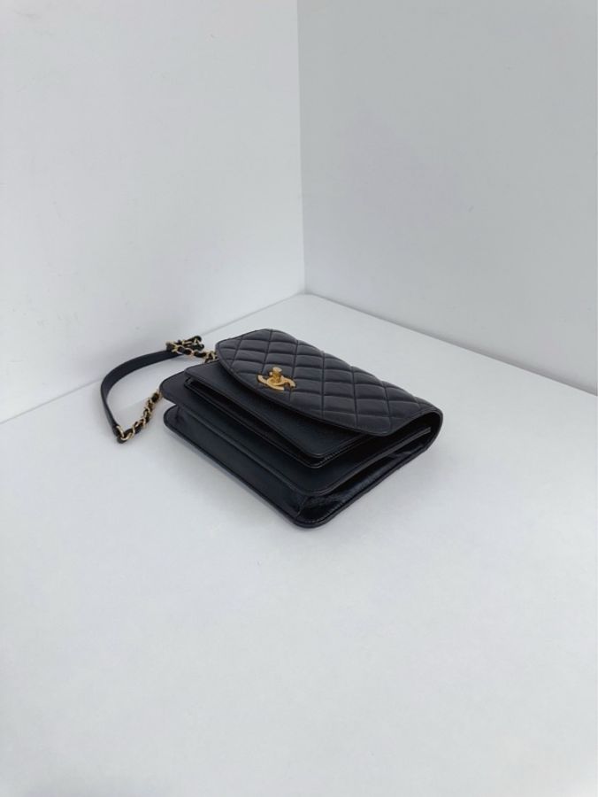 💎Chanel香奈兒|黑金孟買風琴郵差包 口蓋包|小號|98新28開-6