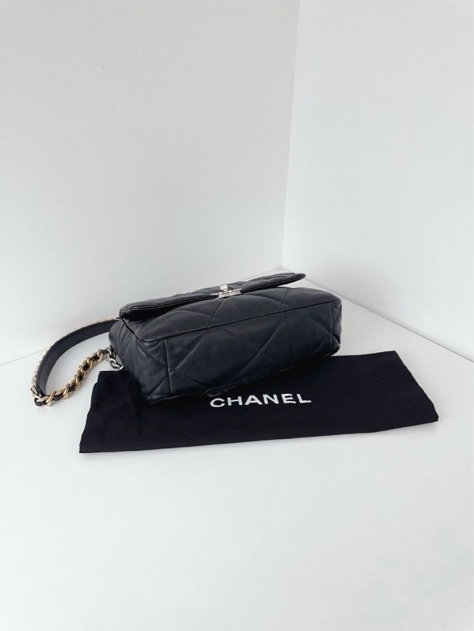 💎Chanel香奈兒|黑銀19Bag 大菱格金剛款枕頭包|中號30cm|98新芯片款-5