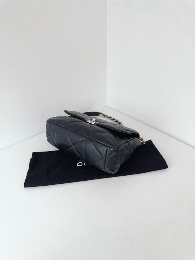 💎Chanel香奈兒|黑銀19Bag 大菱格金剛款枕頭包|中號30cm|98新芯片款-6