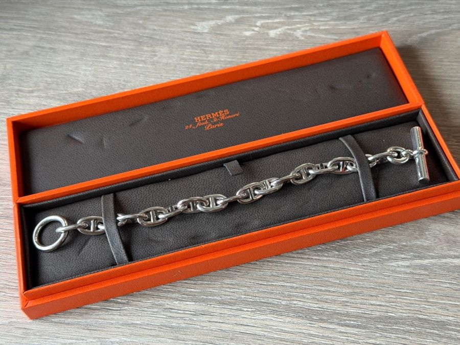 Hermes Chaine d'ancre bracelet, medium model 鎖頭銀色手鏈 Size 17-0