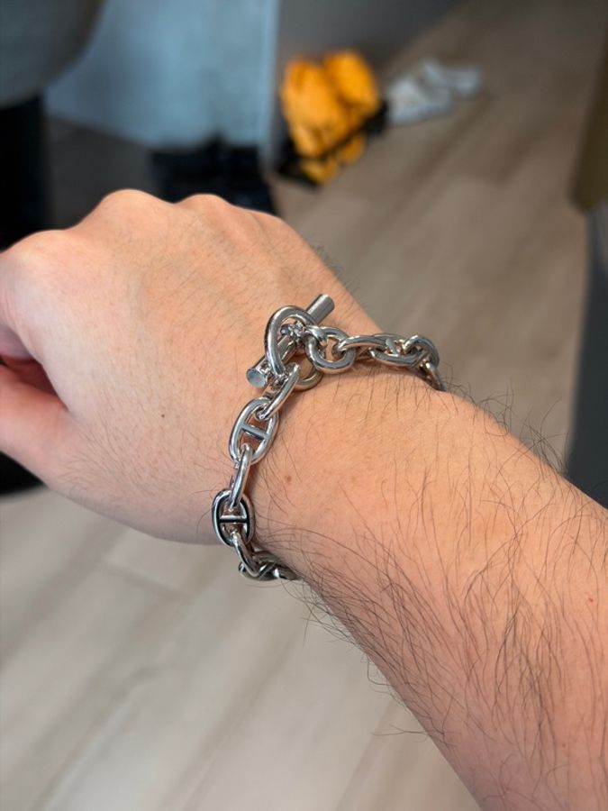 Hermes Chaine d'ancre bracelet, medium model 鎖頭銀色手鏈 Size 17-3