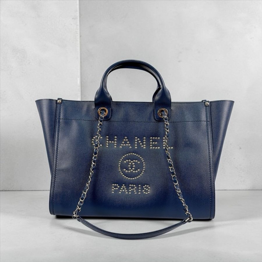 莉亞精品♡ Chanel A57069 藏青色沙灘包 二手美包-0