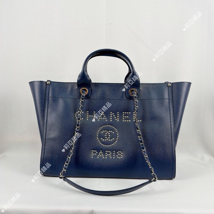 莉亞精品♡ Chanel A57069 藏青色沙灘包 二手美包-2