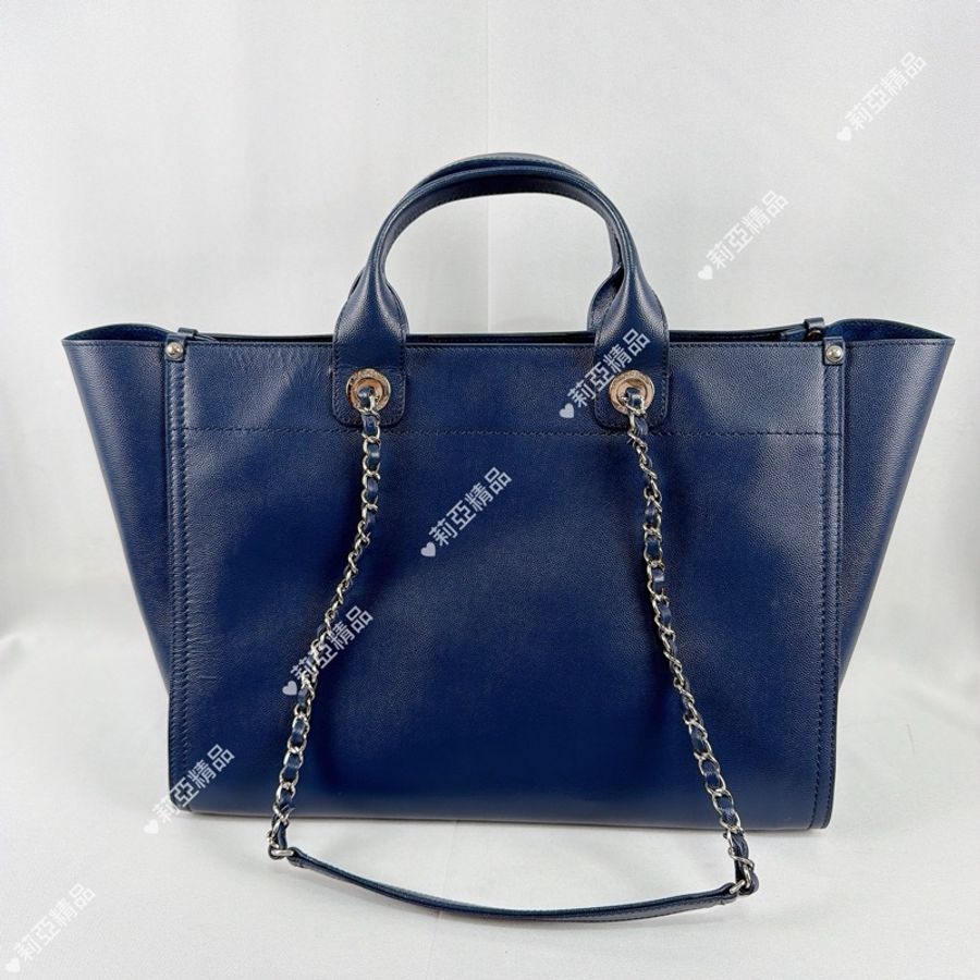 莉亞精品♡ Chanel A57069 藏青色沙灘包 二手美包-3