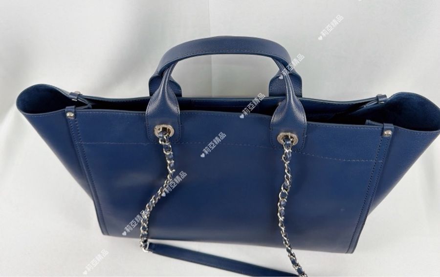 莉亞精品♡ Chanel A57069 藏青色沙灘包 二手美包-4