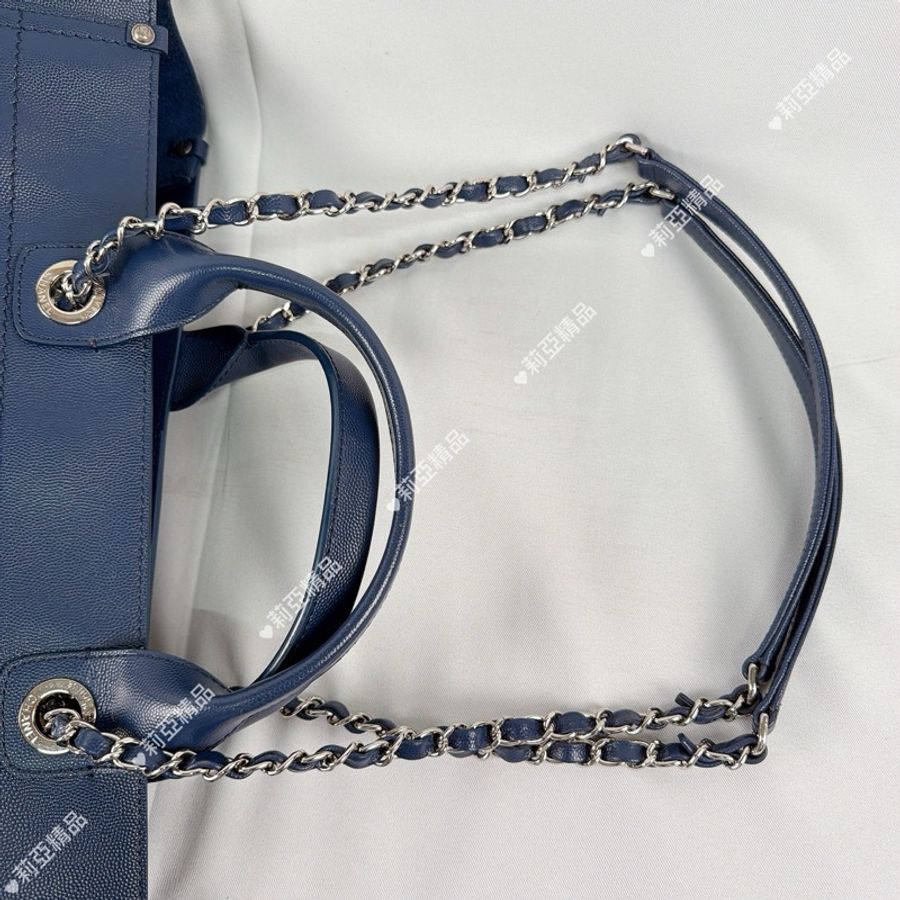 莉亞精品♡ Chanel A57069 藏青色沙灘包 二手美包-14