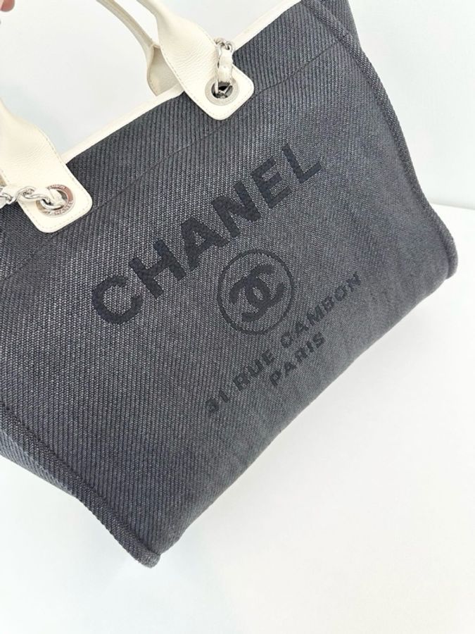 💎Chanel香奈兒|黑白經典🐼配色沙灘包手柄款|大號|98新-8