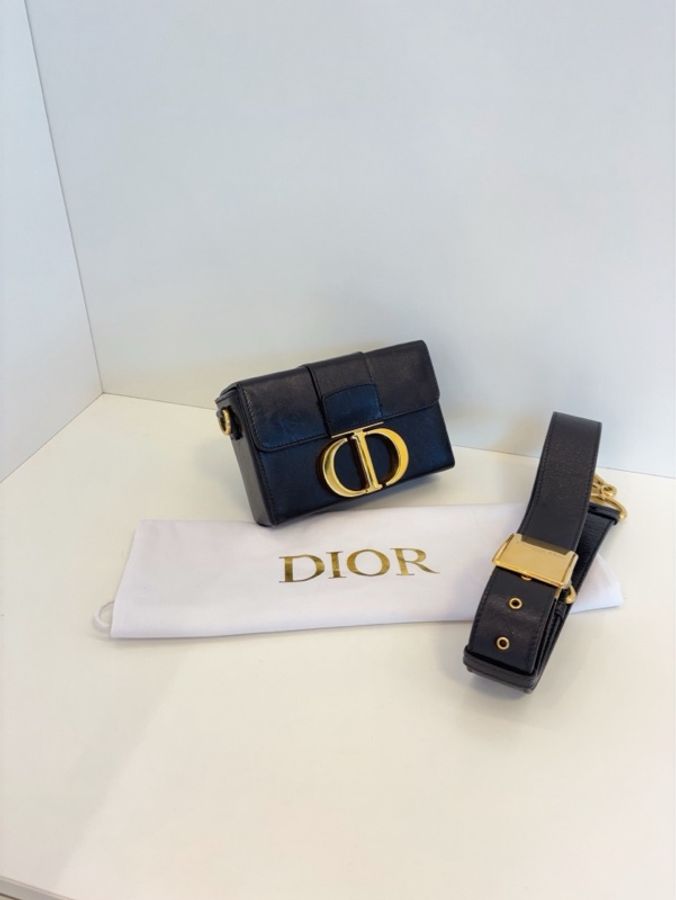 ✨Dior迪奧|蒙田30mini黑金油蠟皮寬肩帶盒子包|98新-2