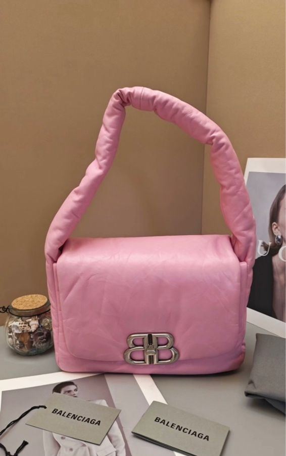 💗 BALENCIAGA Monaco 粉色手提肩背包-13