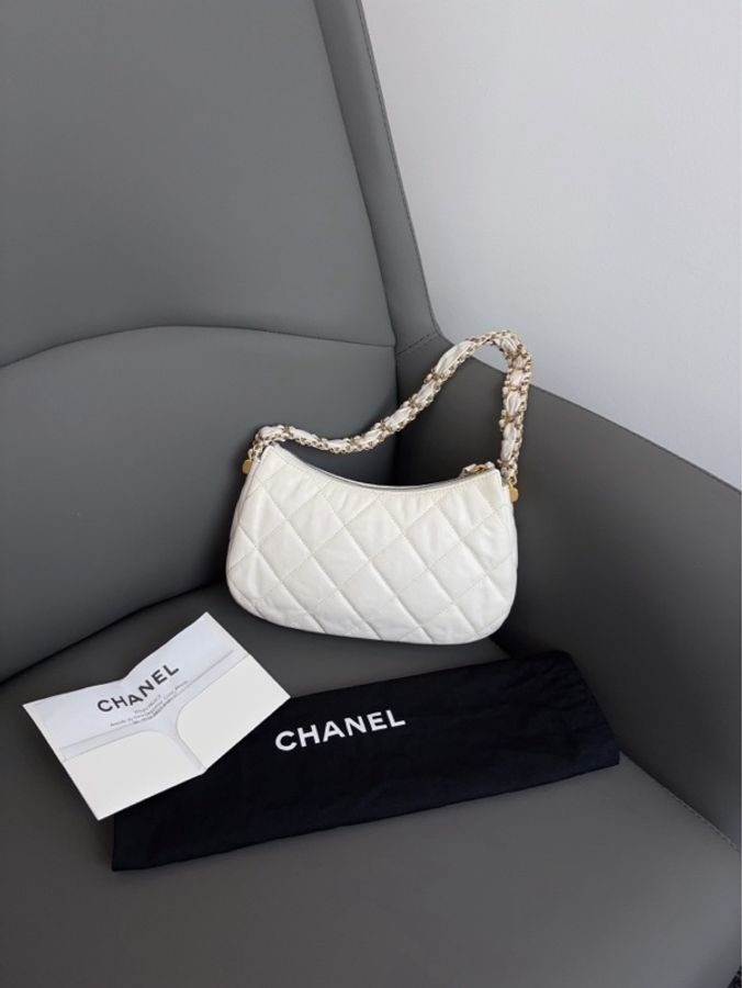 💎Chanel香奈兒|白色金扣19bag腋下hobo|大號|99新23k芯片款-2