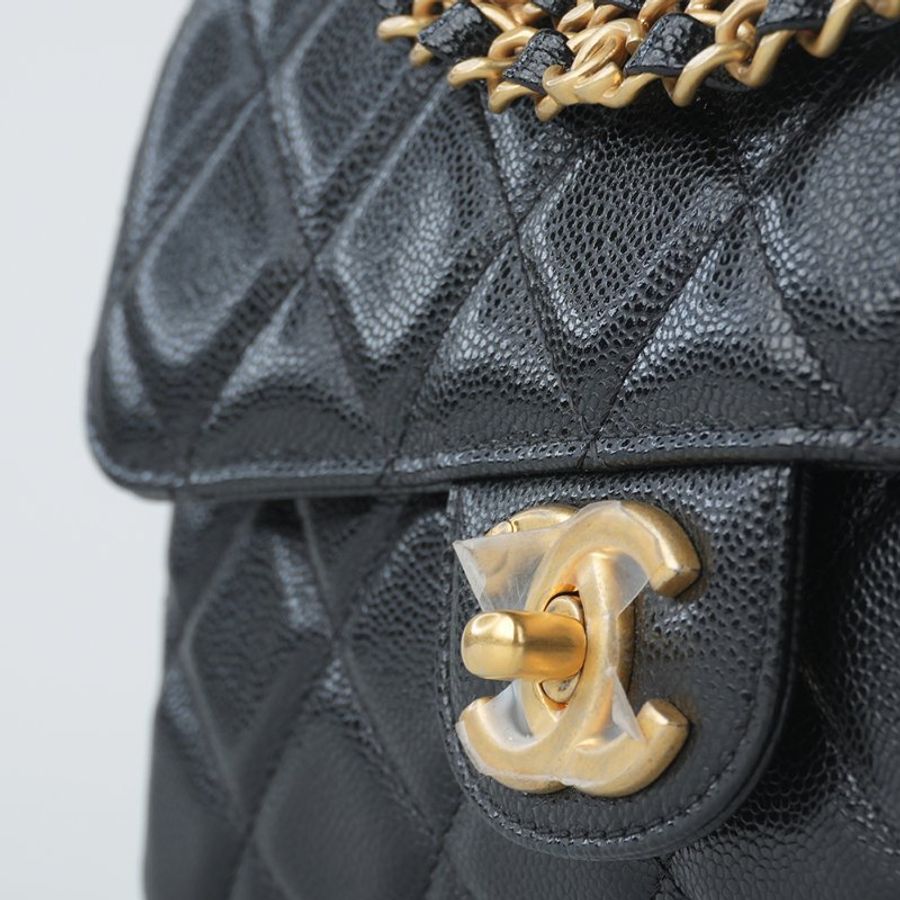 鑒定師的收藏|香奈兒 雙鏈帶口蓋包 黑色金扣 晶片款 CHANEL 25P Double Chain Flap Bag 【 雙鏈設計 20cm 黃金尺寸 】-4