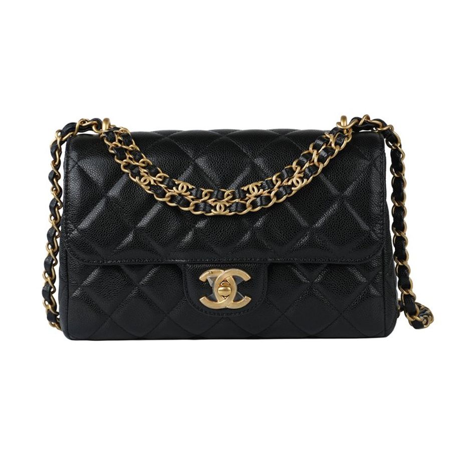 鑒定師的收藏|香奈兒 雙鏈帶口蓋包 黑色金扣 晶片款 CHANEL 25P Double Chain Flap Bag 【 雙鏈設計 20cm 黃金尺寸 】-7