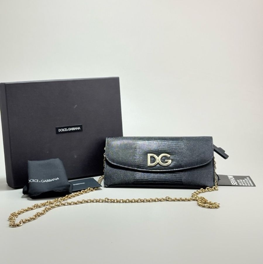 DOLCE&GABBANA杜嘉班納黑金鍊條單肩包 斜挎包-6