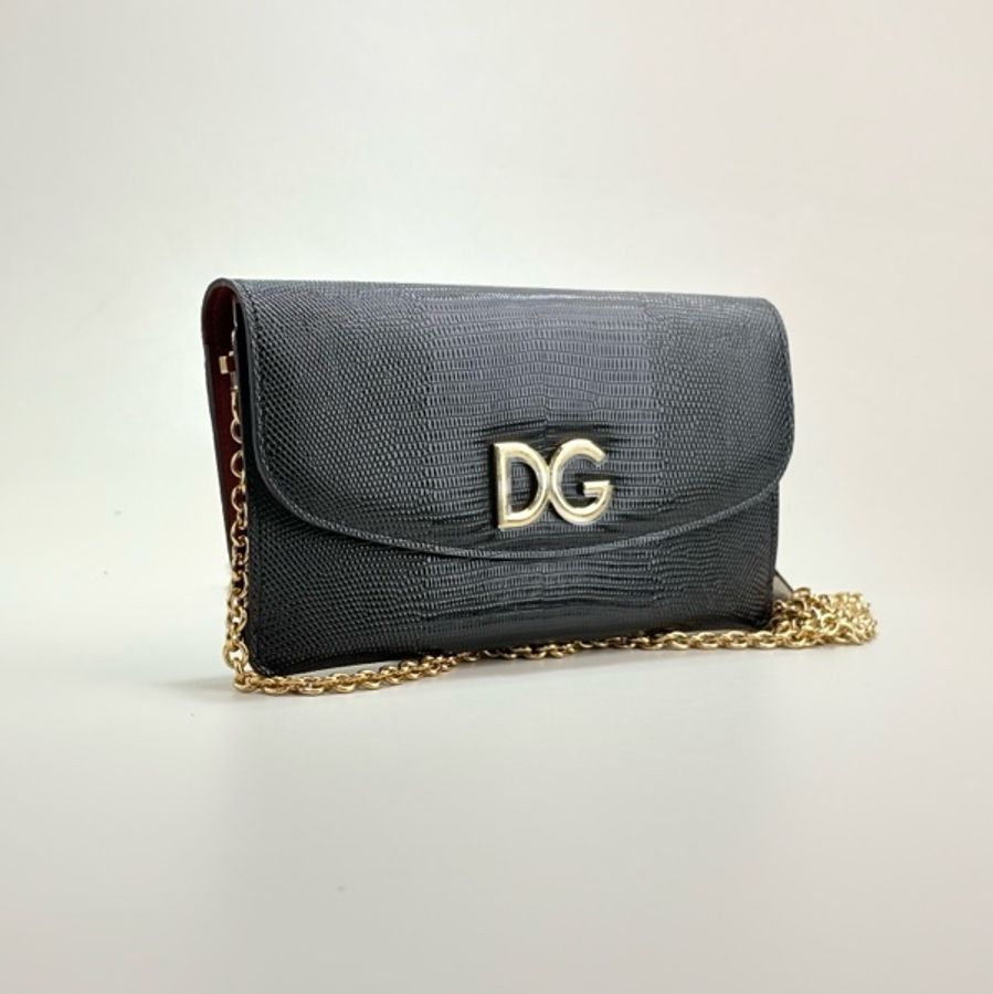 DOLCE&GABBANA杜嘉班納黑金鍊條單肩包 斜挎包-7