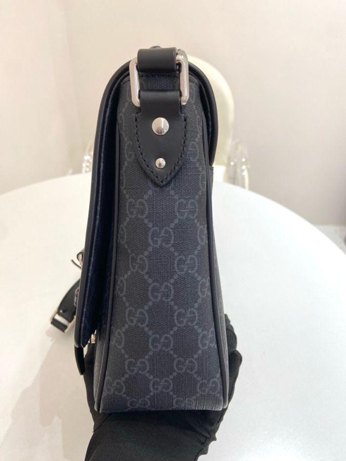 Gucci古馳 男包老花黑色斜挎郵差包-1