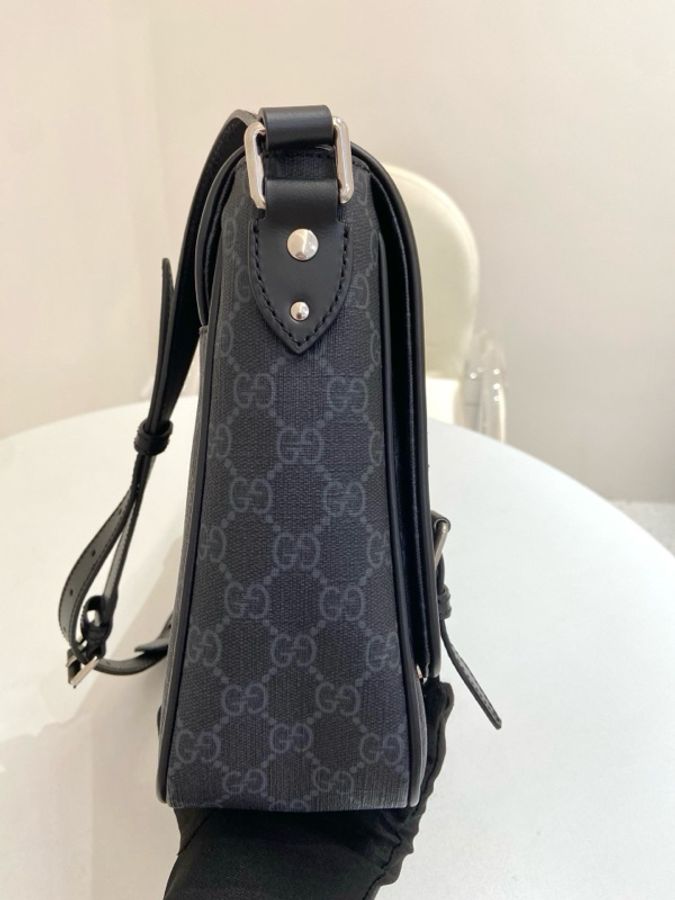 Gucci古馳 男包老花黑色斜挎郵差包-2