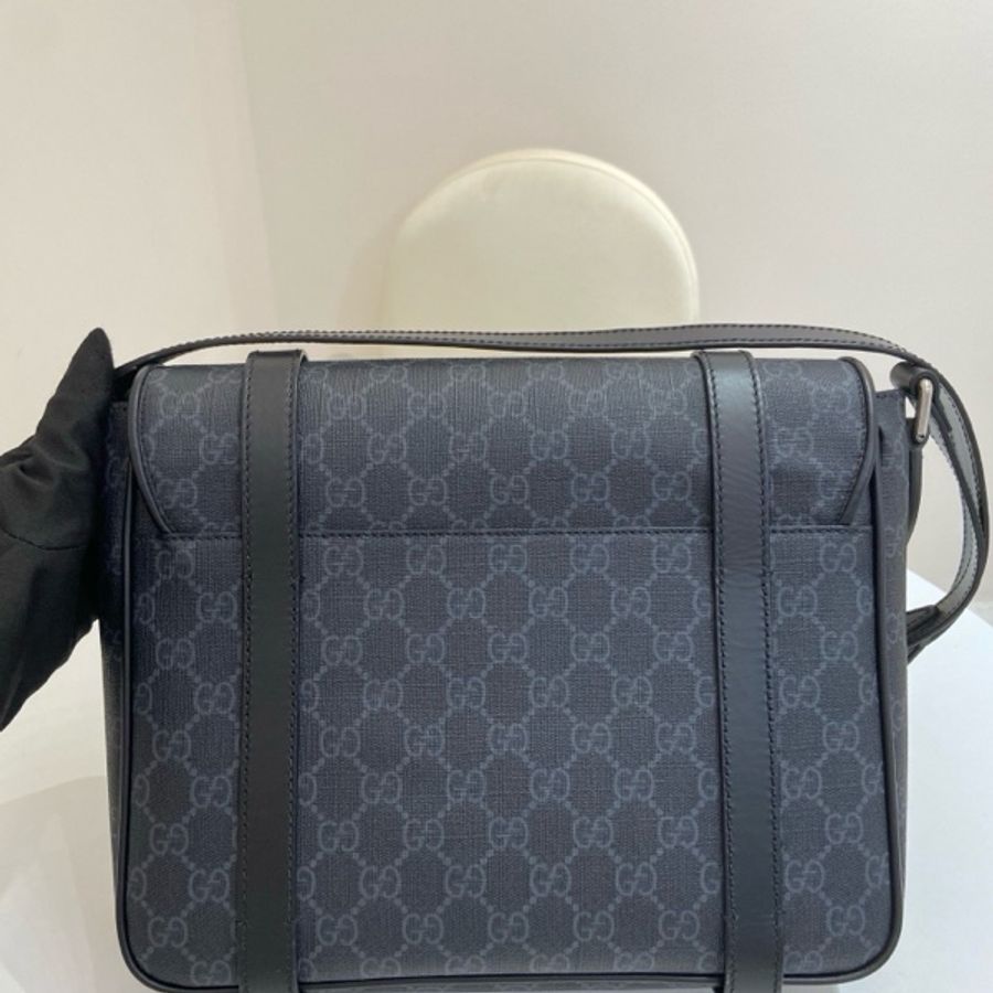 Gucci古馳 男包老花黑色斜挎郵差包-7