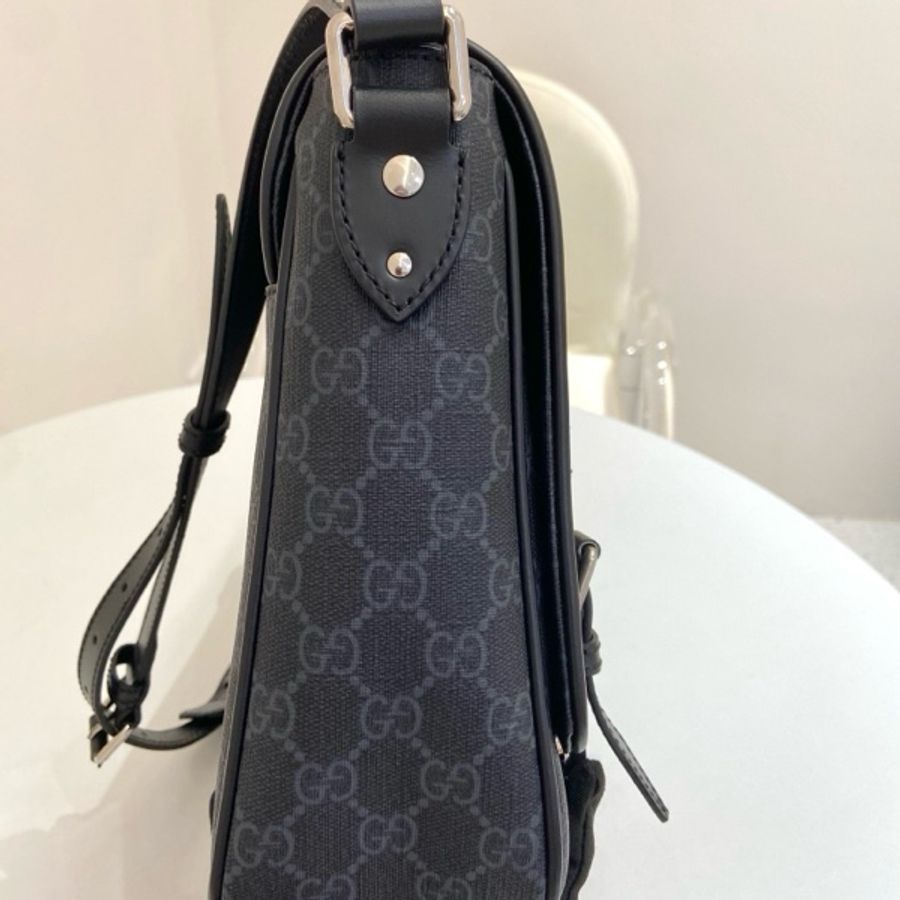 Gucci古馳 男包老花黑色斜挎郵差包-10