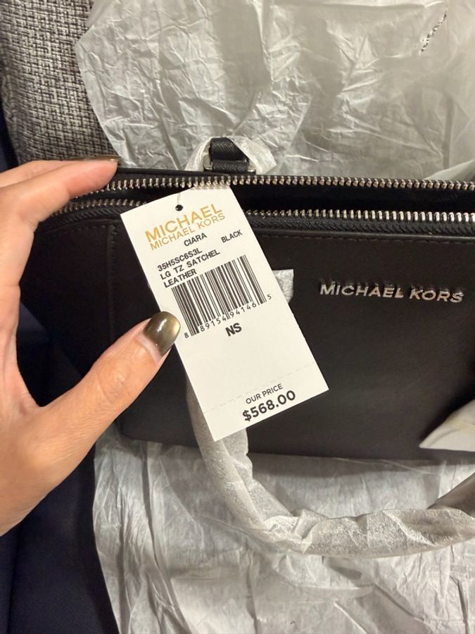 Michael Kors 防刮牛皮貝殼包 / 側翼手提斜背包(黑色)-2
