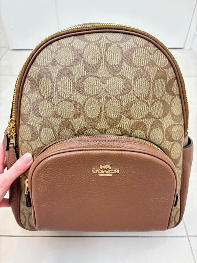 coach 老花後背包 經典咖色-0