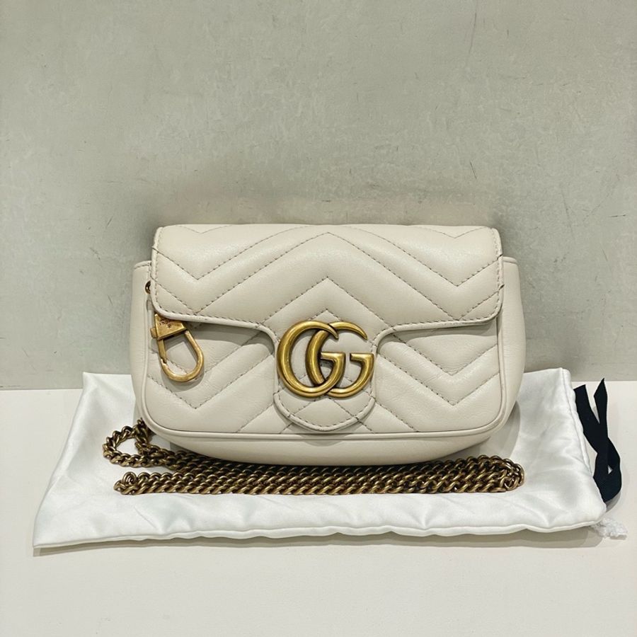 Gucci古馳白色馬蒙supermini斜挎包-1