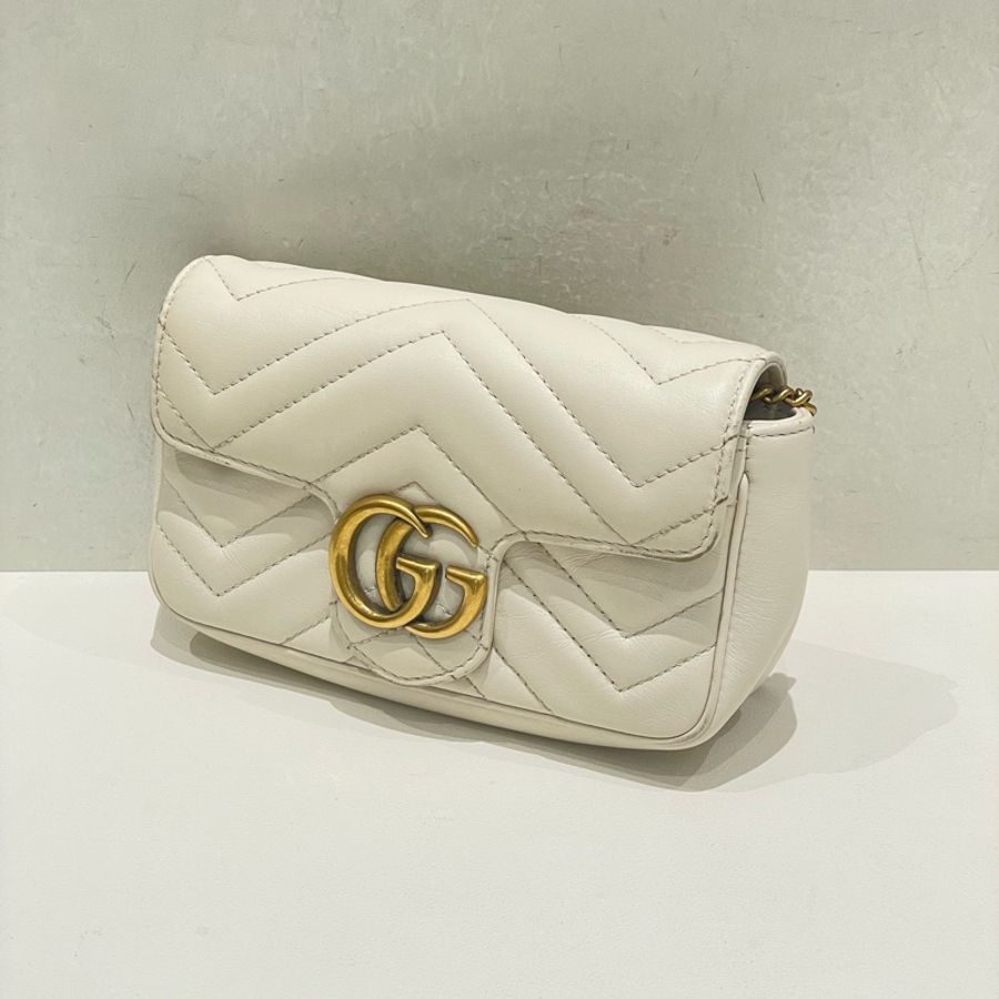 Gucci古馳白色馬蒙supermini斜挎包-5