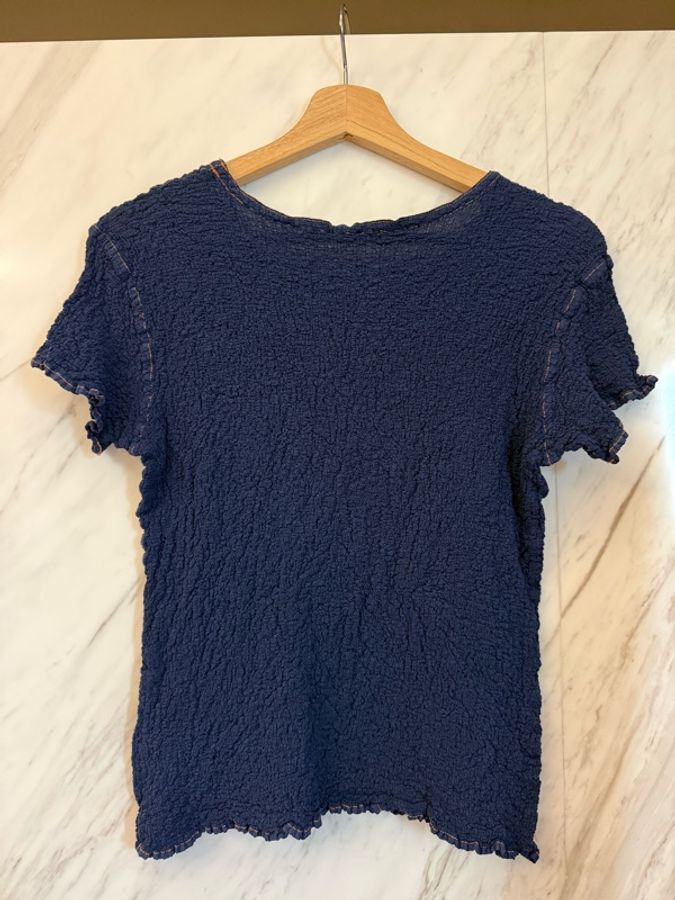 三宅一生 me ISSEY MIYAKE 深藍色花椰上衣-1