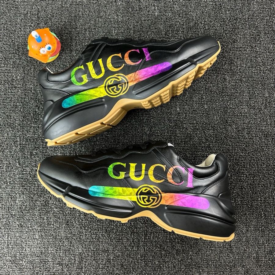 Gucci古馳 Rhyton 黑色炫彩腰帶印花老爹鞋 尺碼:41碼-2