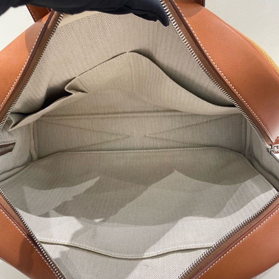 愛馬仕 Hermes victoria維多利亞帆布拼皮手拎包 框Q刻-5