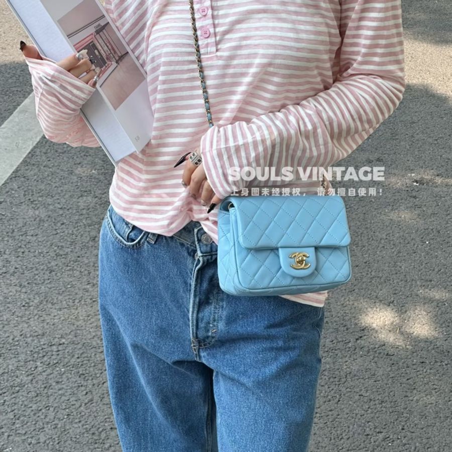 #全新全配🈶購證 #絕版稀有釋出 香奈兒寶寶藍核桃金球方胖子-4