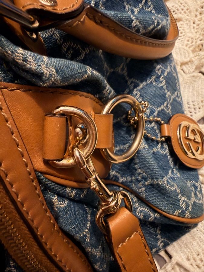 GUCCI 古馳 藍色牛仔布 單寧布 Sukey 兩用包 223974-18