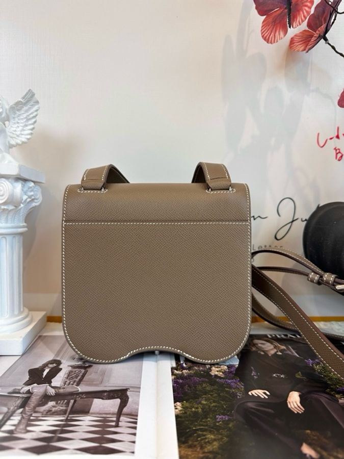 999新愛馬仕/Hermes 銀扣 屁股包 18 大象灰 U刻 底長18cm-3