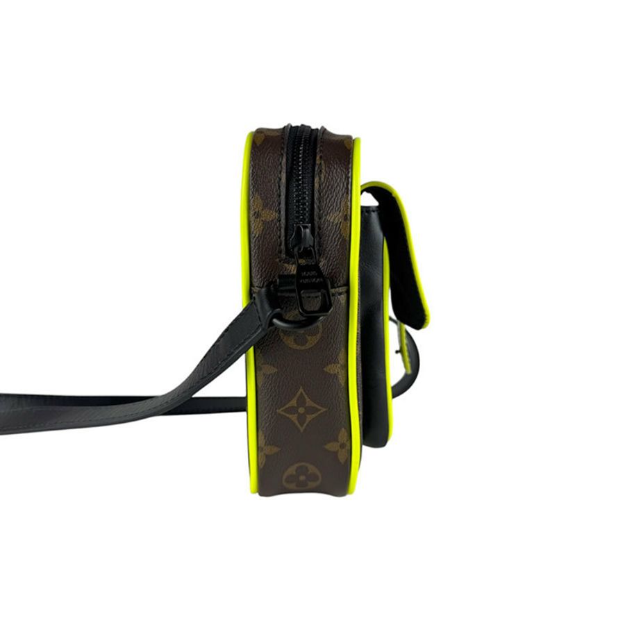 路易威登 LOUIS VUITTON 單肩包 Monogram Macassar Christopher 穿戴錢包 棕色 螢光黃 男士 M80793 z10153-1