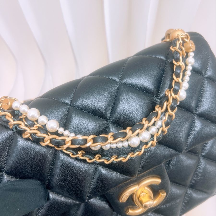 Chanel 珍珠鏈條方胖子/翻蓋包-14