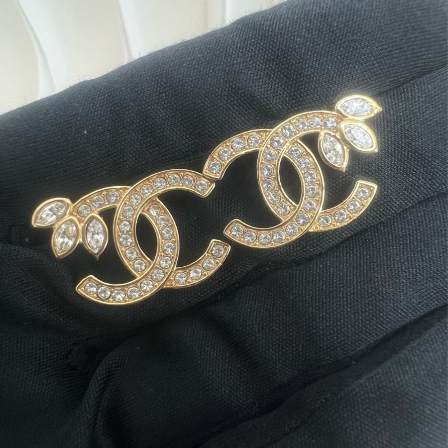 Chanel 22k 雙C水鑽耳環-1