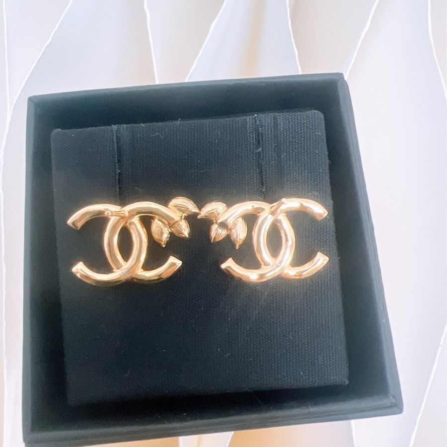 Chanel 22k 雙C水鑽耳環-2