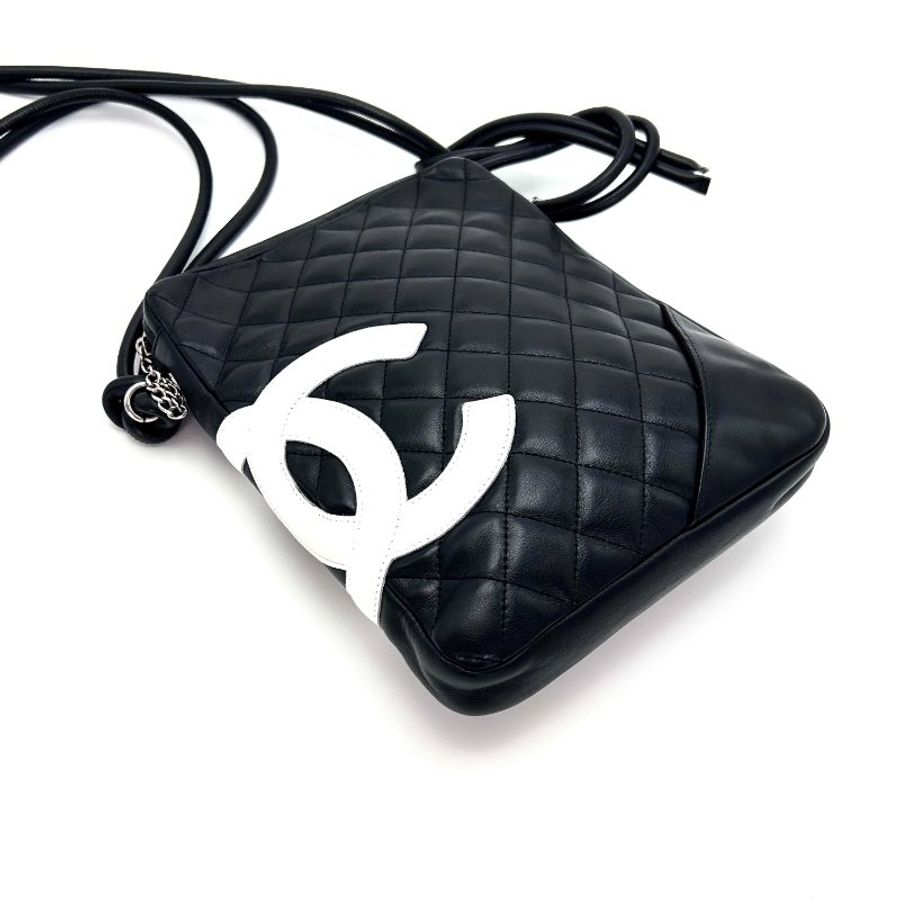 CHANEL 黑白拼色康鵬肩背斜背包 20*25*3 98新配件盒子塵袋保卡-3