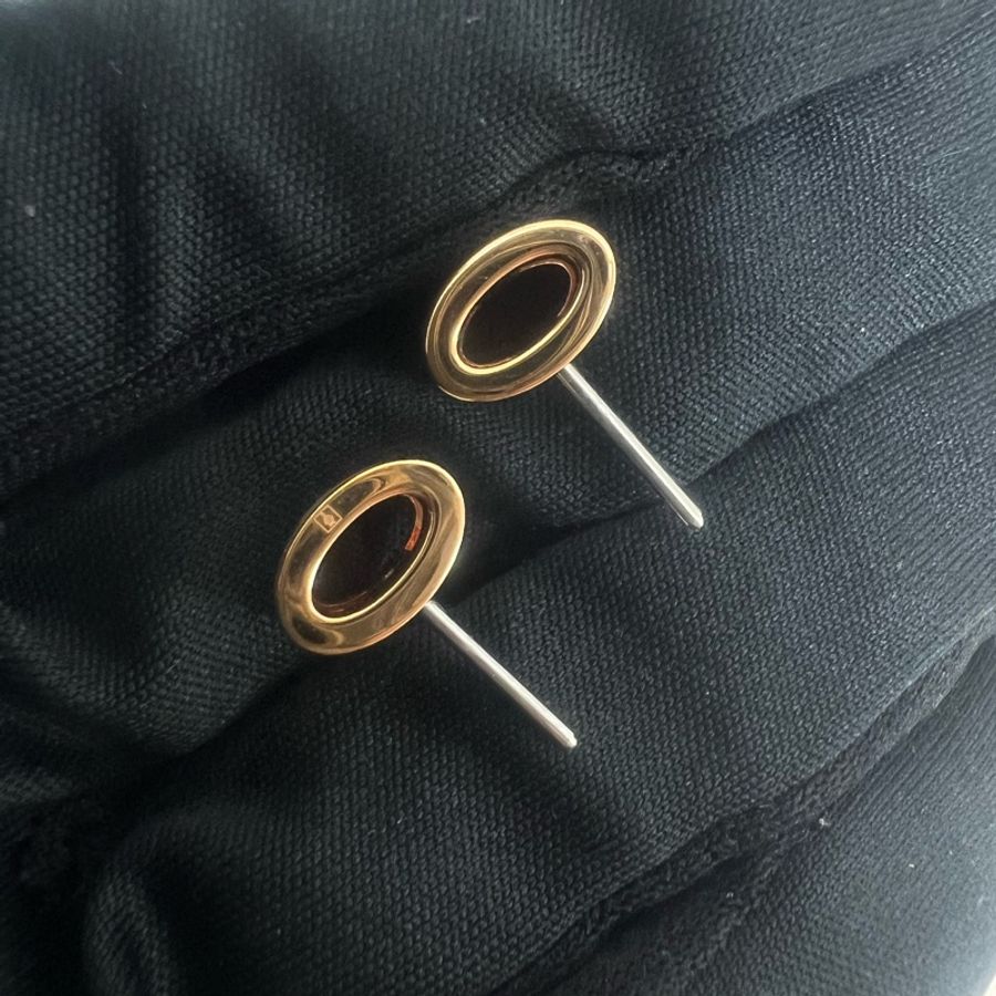 Hernes mini pop h 白色玫瑰金耳環-3