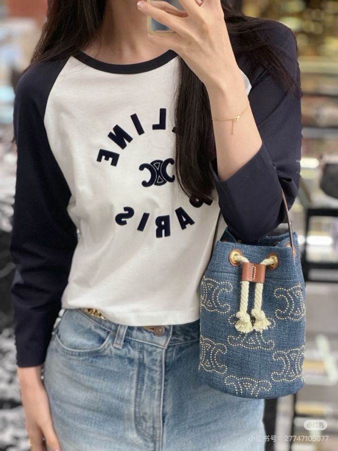 💙 CELINE 丹寧牛仔釘珠水桶包 💙-1