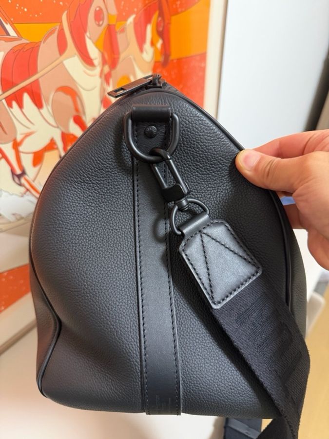 LV路易威登 keepall40黑色全皮旅行袋單肩包 99新 芯片款-3