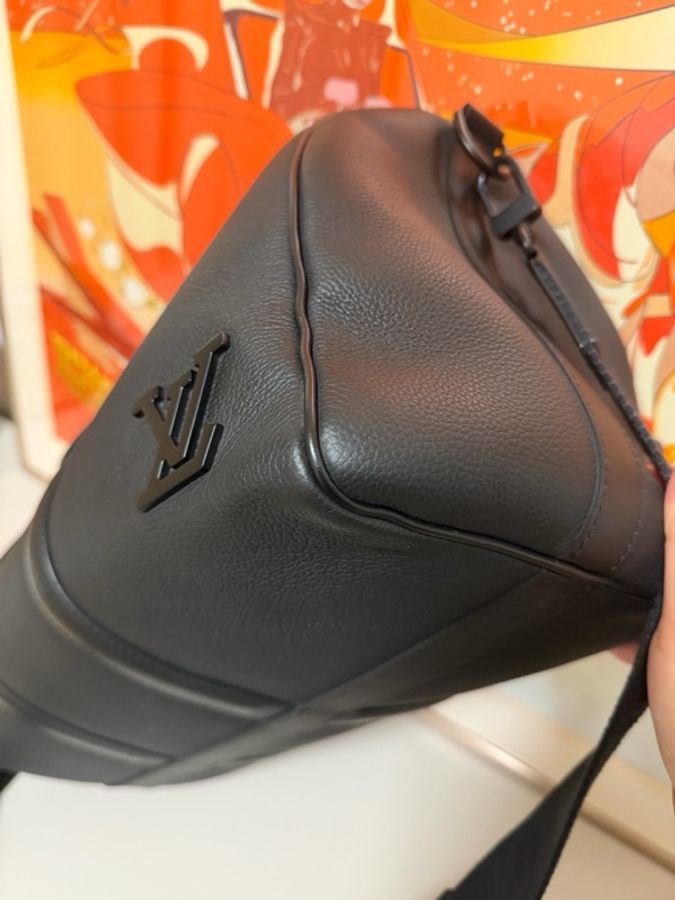 LV路易威登 keepall40黑色全皮旅行袋單肩包 99新 芯片款-4