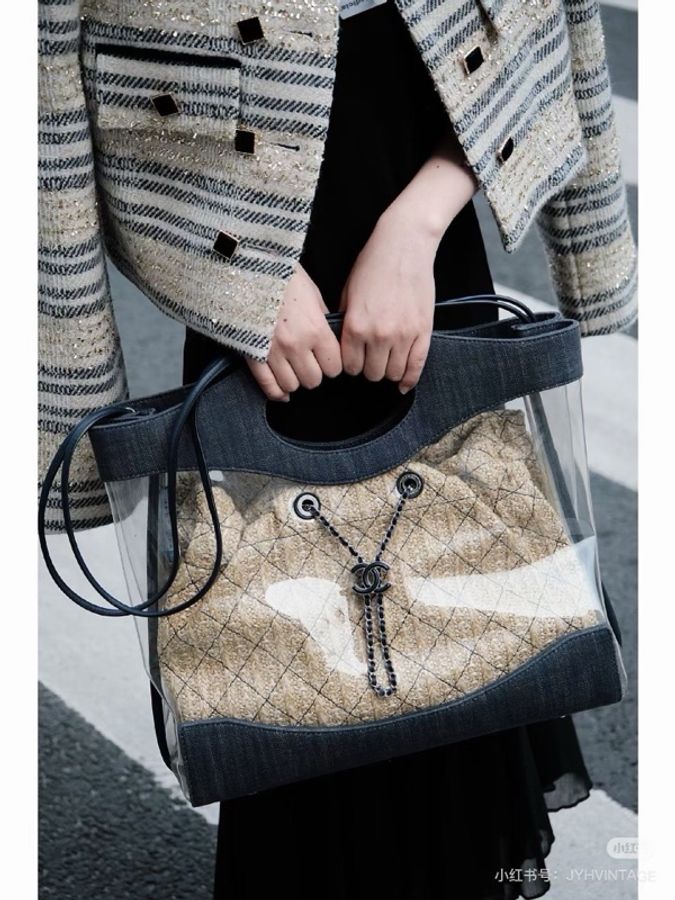 🩶 CHANEL 透明PVC拼牛仔31 Shopping Bag 大號 🩶-0