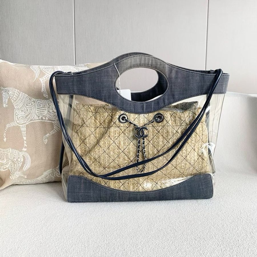 🩶 CHANEL 透明PVC拼牛仔31 Shopping Bag 大號 🩶-1