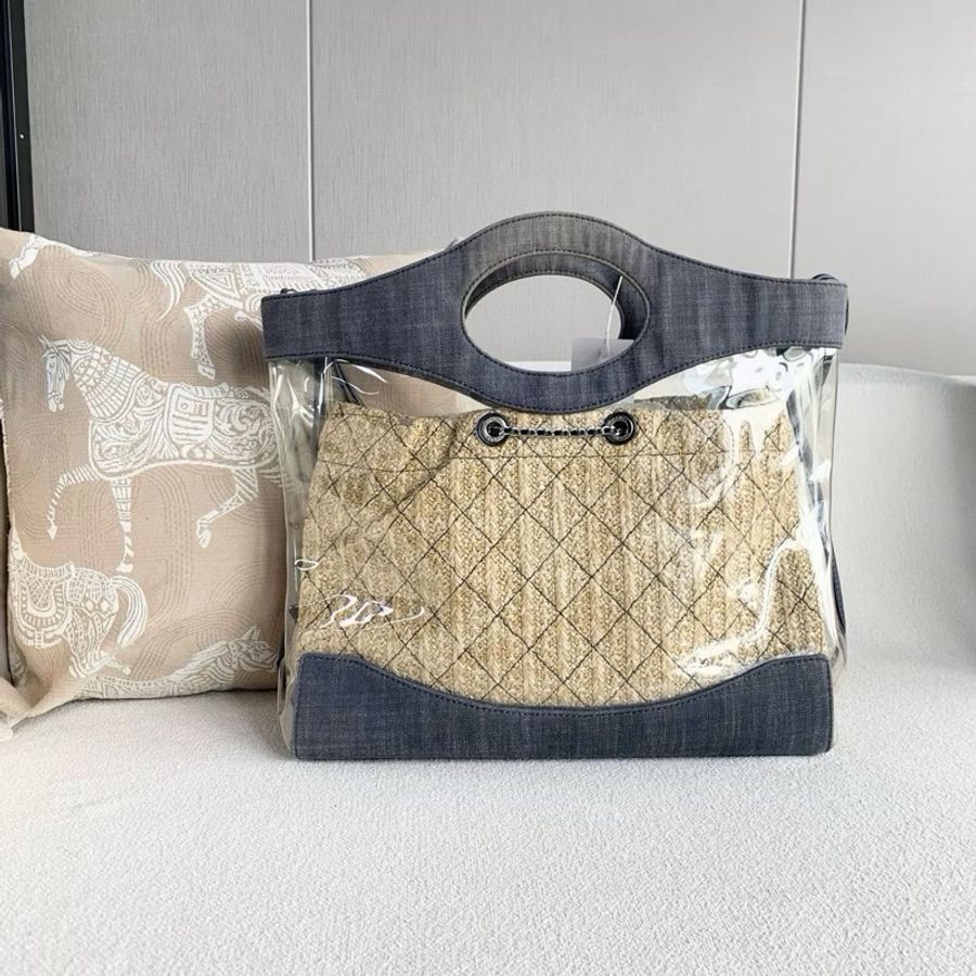 🩶 CHANEL 透明PVC拼牛仔31 Shopping Bag 大號 🩶-7