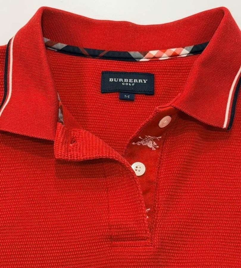BURBERRY GOLF 格紋滾邊戰馬POLO無袖上衣 紅色-8
